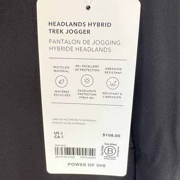 NWT Athleta Headlands Hybrid Trek Jogger Black Pants - Picture 6 of 10